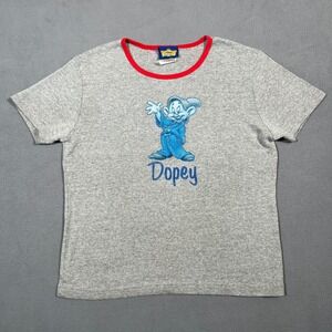 Disney Classics Dopey T Shirt Kids Large‎ Gray Red Trim Short Sleeve Graphic Tee